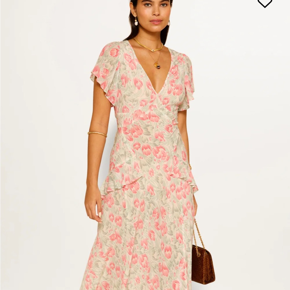 Rixo Evie Dress Tulip Fields Coral Size M